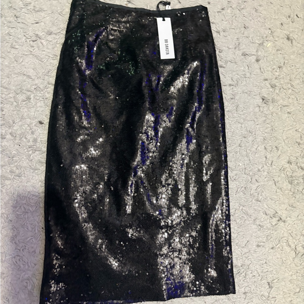 BB Dakota Glittering Black Pencil Skirt